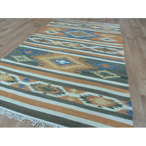 Bloomsbury Market Warwickshire Kilim Wool/Cotton Blue/Orange Rug